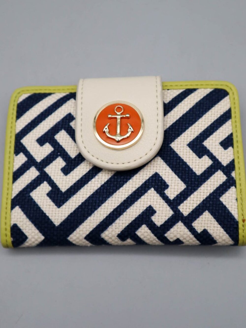 Spartina 449 Haig Point Yacht Club Linen & Leather Bi-Fold Snap Wallet Coastal